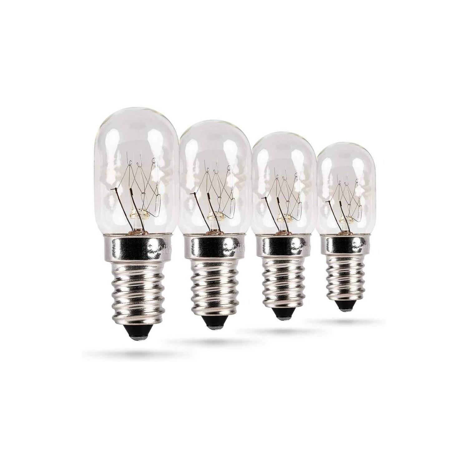 4er Pack 15W E14 - Glühbirne für Nähmaschine, Dunstabzugshaube, Vitrine, Salzsteinlampe mit T22 Kapsel, 90 Lumen & 2500K