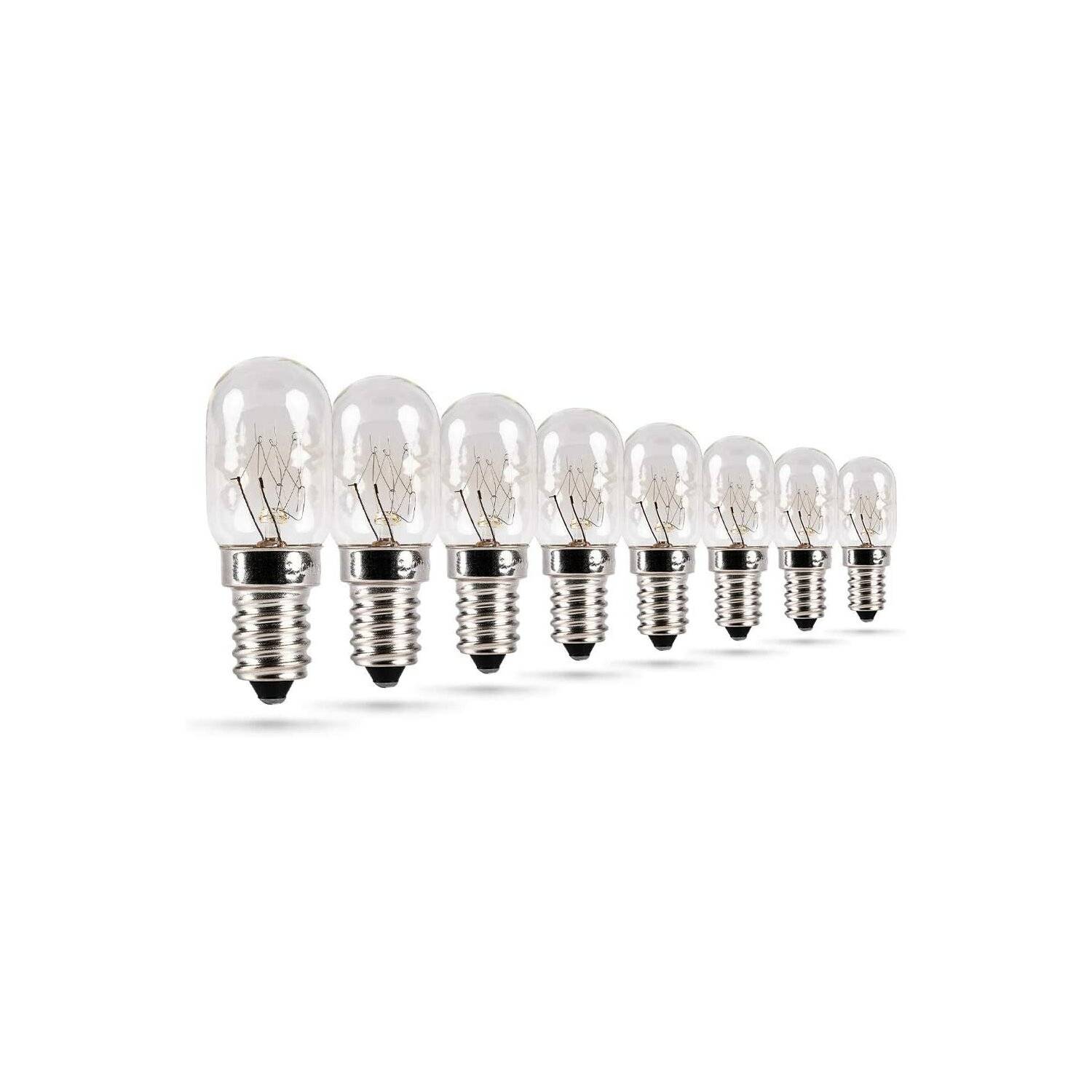 8er Pack 15W E14 - Glühbirne für Nähmaschine, Dunstabzugshaube, Vitrine, Salzsteinlampe mit T22 Kapsel, 90 Lumen & 2500K