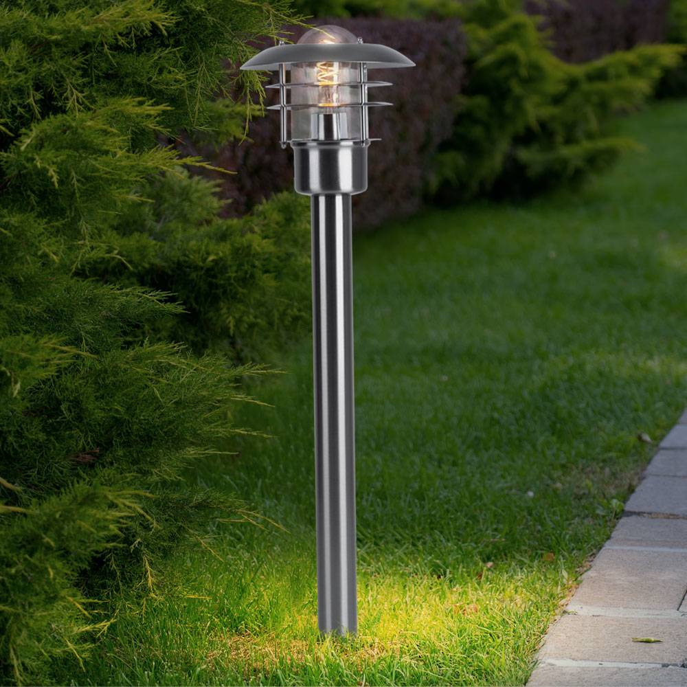 Stehleuchte Außenleuchte Garten Wegeleuchte Laterne Stehlampe, Fernbedienung dimmbar, Edelstahl, RGB LED 8,5W 806Lm, LxBxH 22x22x80 cm