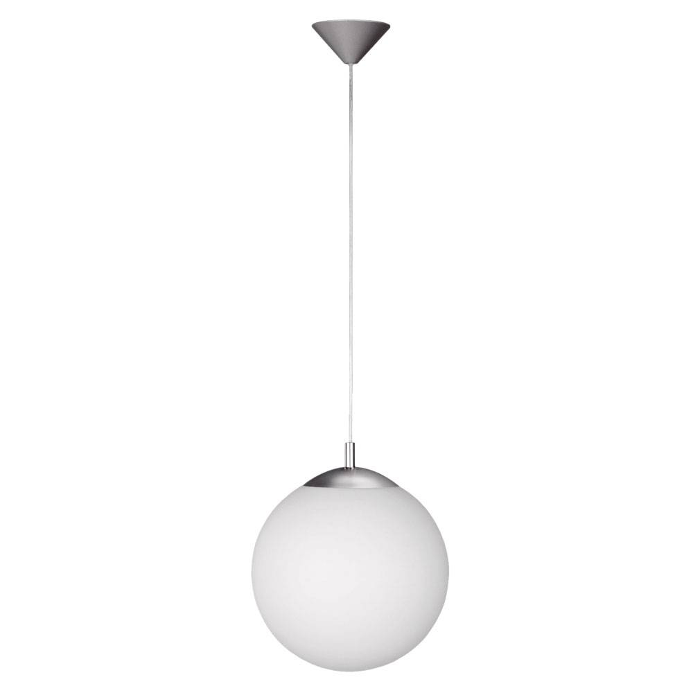 Pendellampe Hängeleuchte Hängelampe Esstischleuchte Wohnzimmer, Opalglas Metall Nickel matt Metall, 1x LED 320Lm 3000K, DxH 25x180cm