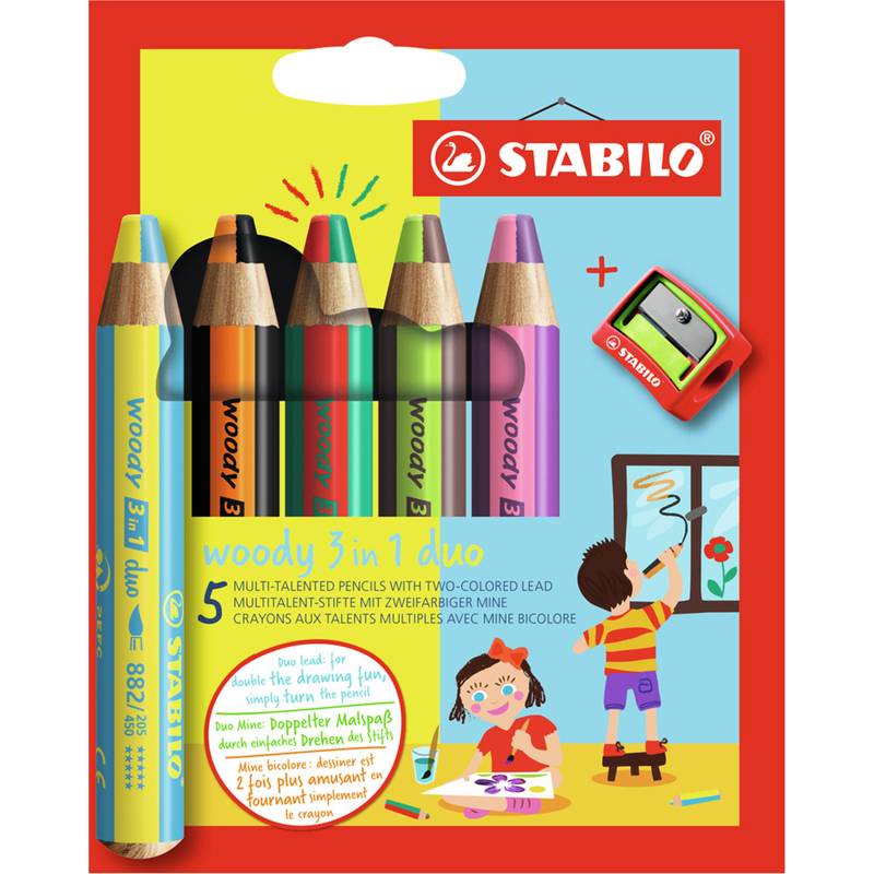 STABILO Multitalentstift woody 3 in 1 duo, 5er Kartonetui