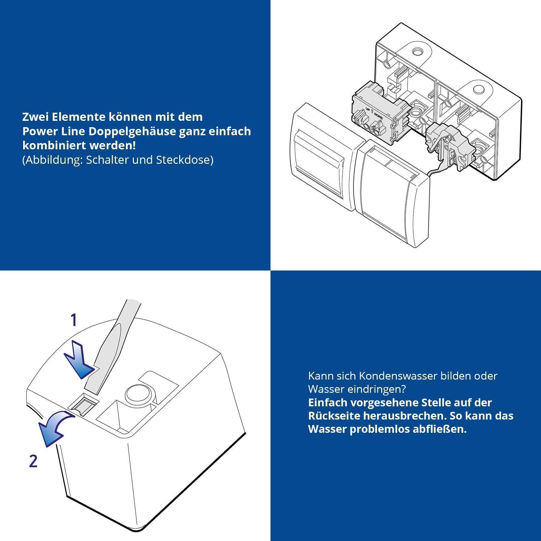 1-fach Steckdose mit Klappdeckel für Feuchtraum Schutzkontakt
