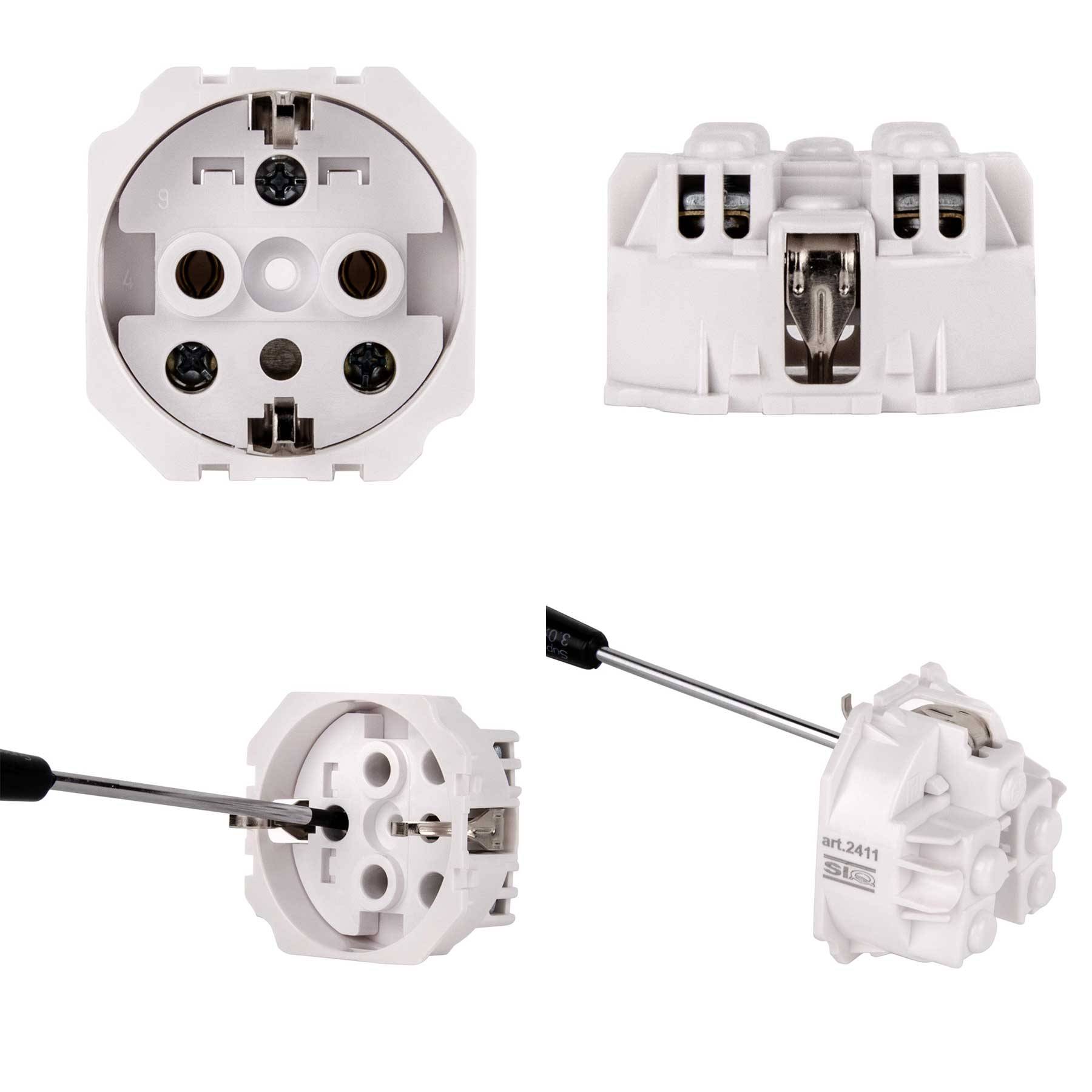 ALING-CONEL 2-fach Aufputz Schutzkontakt Steckdose mit Klappdeckel 16A/250V~ / IP44 - Weiß (10er Set)