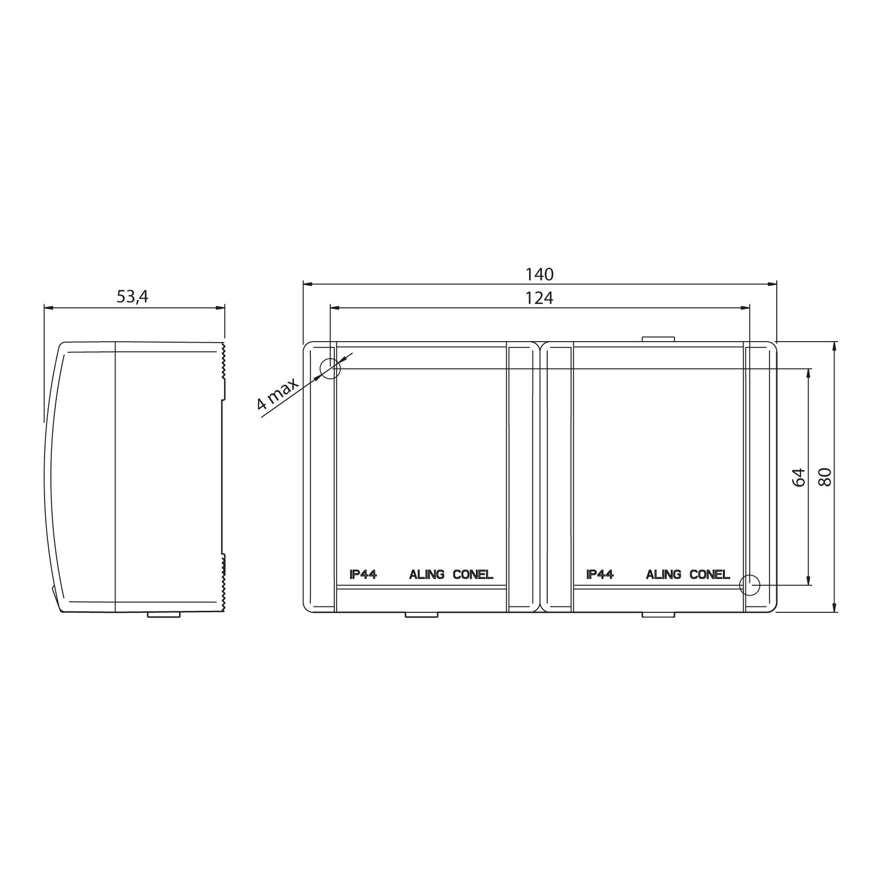 ALING-CONEL 2-fach Aufputz Schutzkontakt Steckdose mit Klappdeckel 16A/250V~ / IP44 - Weiß (10er Set)