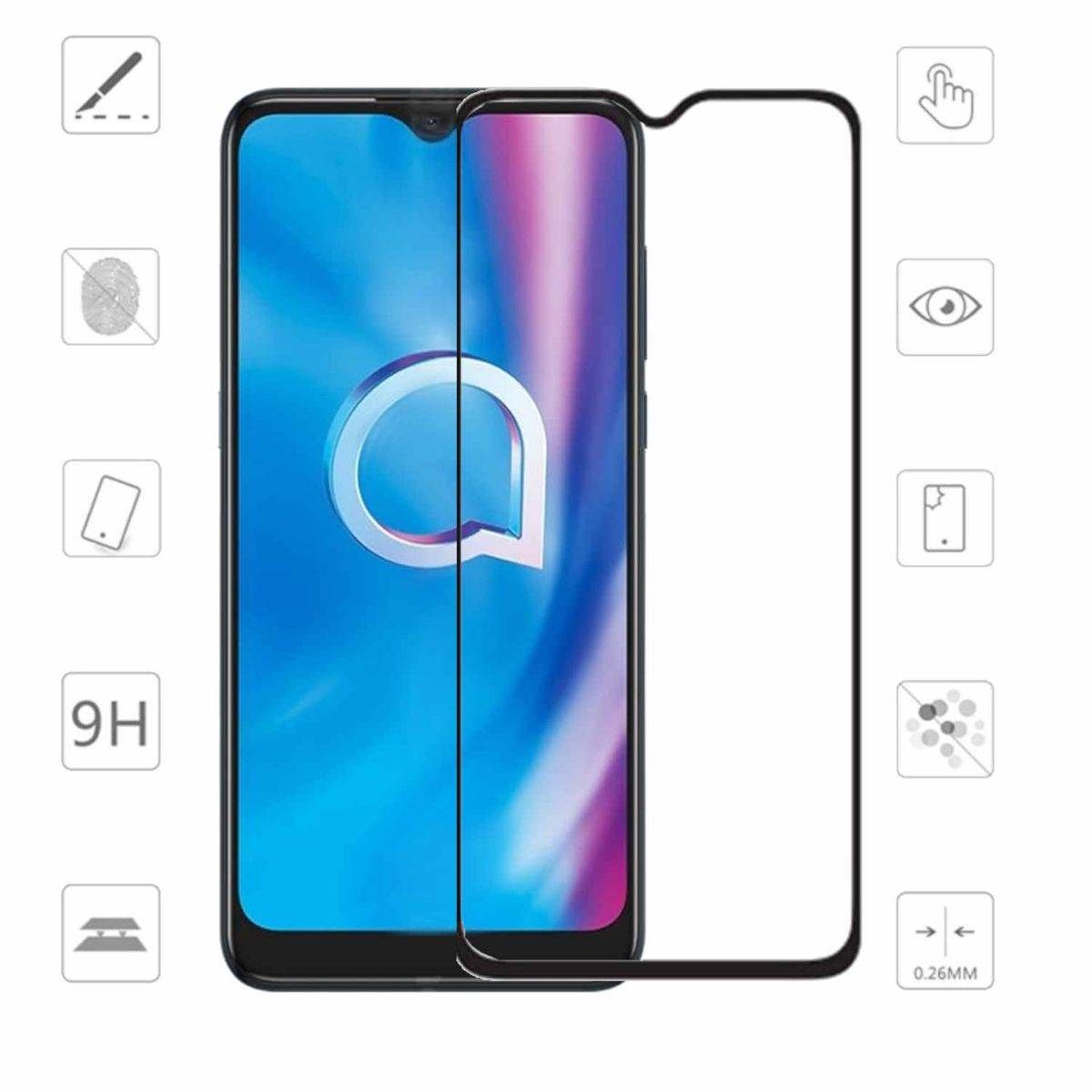 Für Motorola Moto E22 3D Premium 0,3 mm H9 Hart Glas Schwarz Folie Schutz Hülle Neu