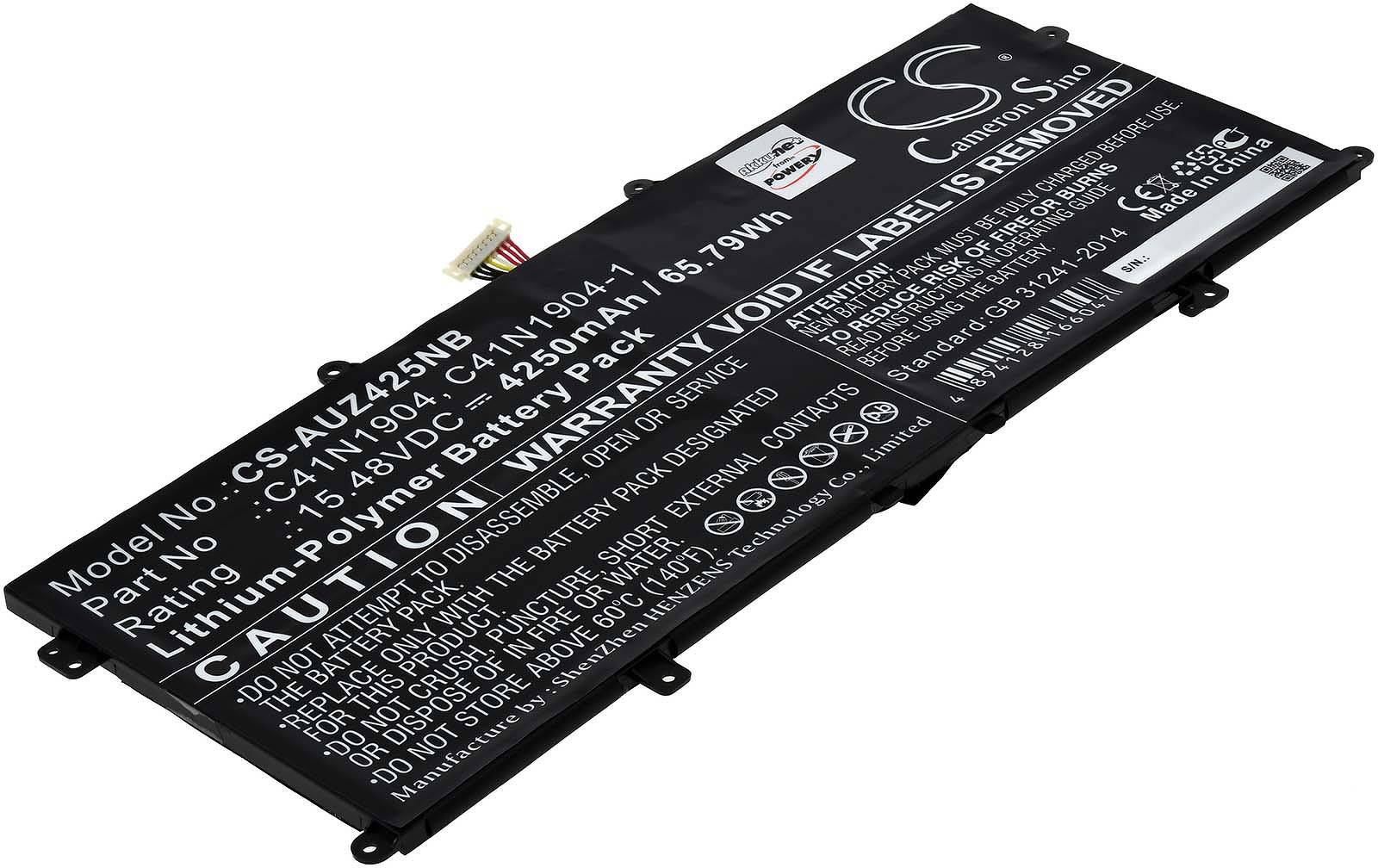 Powery Akku für Laptop Asus Zenbook 14 UX425EA-HM046T, 15,48V, Li-Polymer