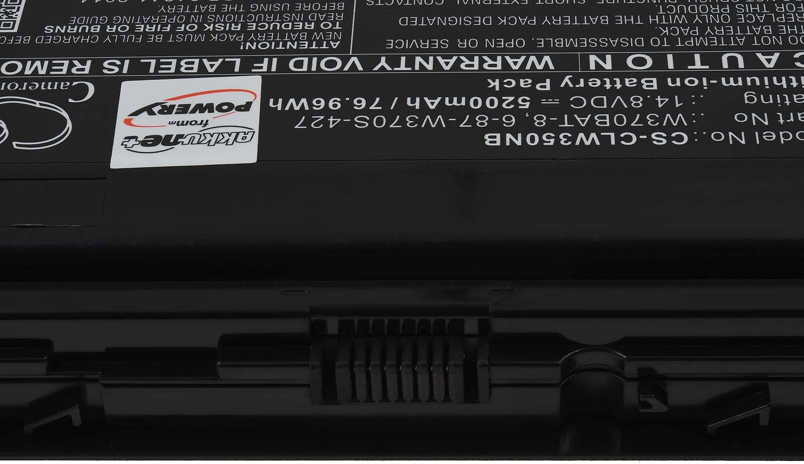 Powery Akku für Laptop Clevo W370ET, 14,8V, Li-Polymer