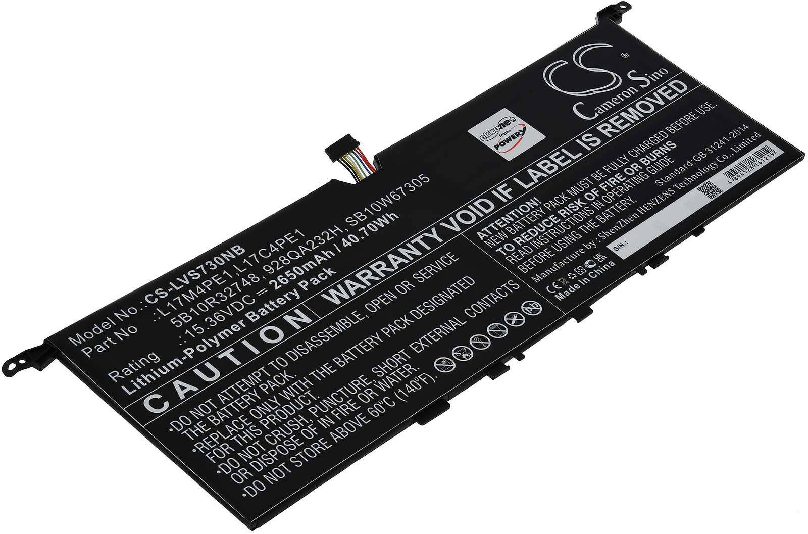 Powery Akku für Laptop Lenovo Yoga S730-13IWL (81J00029GE), 15,36V, Li-Polymer