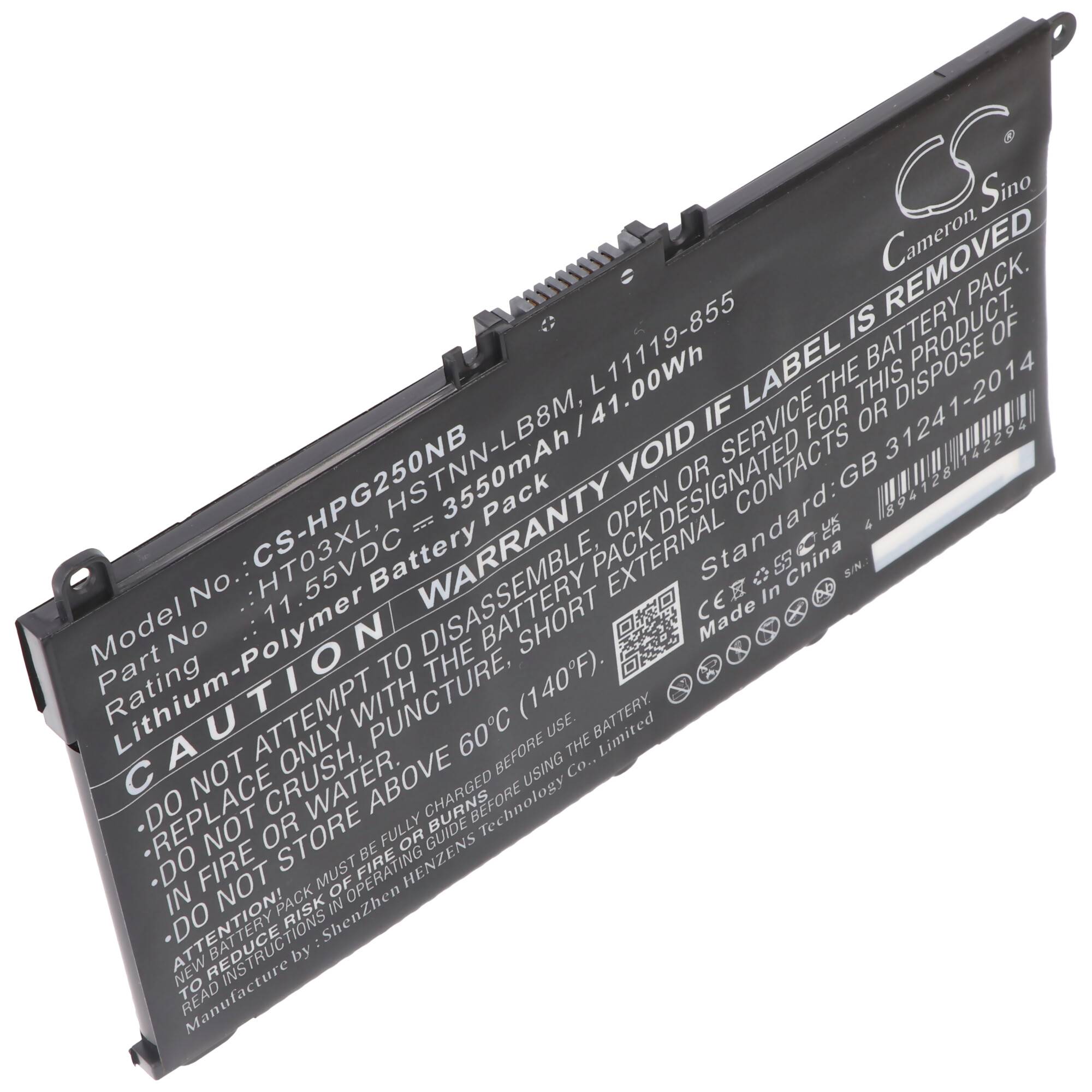 Akku passend für HP Pavilion 15-CC, TPN-C139, Li-Polymer, 11,55V, 3630mAh, 42Wh, schwarz