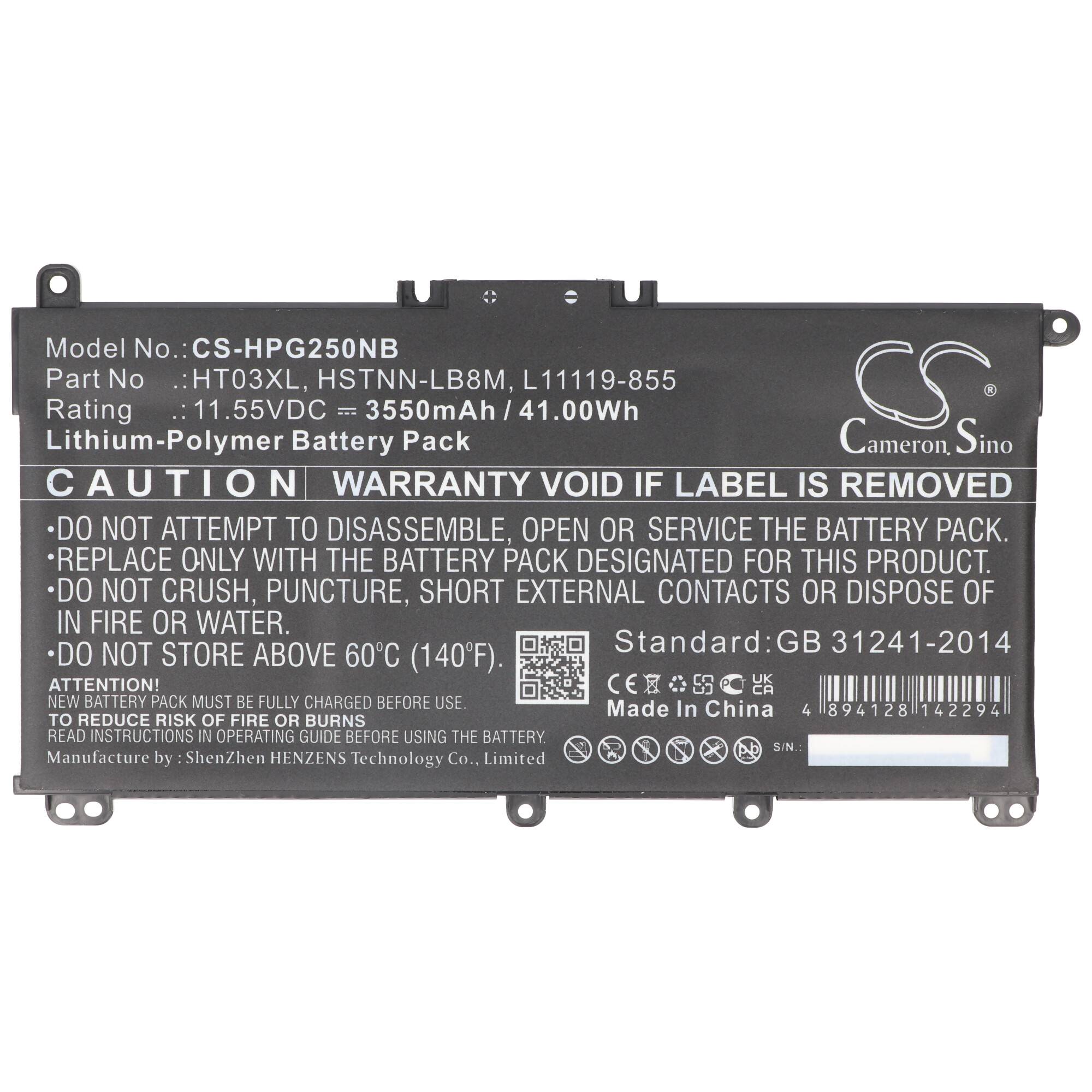 Akku passend für HP Pavilion 15-CC, TPN-C139, Li-Polymer, 11,55V, 3630mAh, 42Wh, schwarz