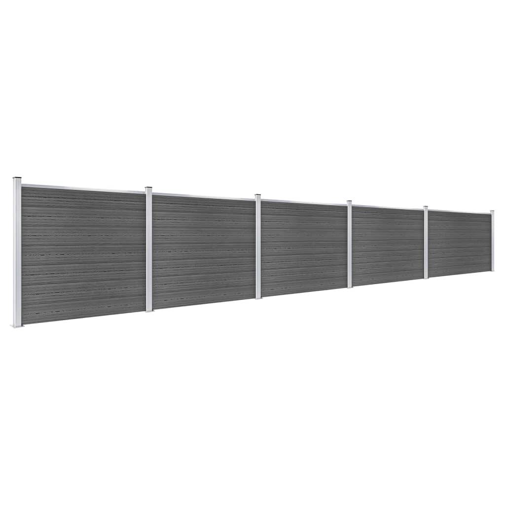 vidaXL Zaunelement Set WPC 872x146 cm Schwarz
