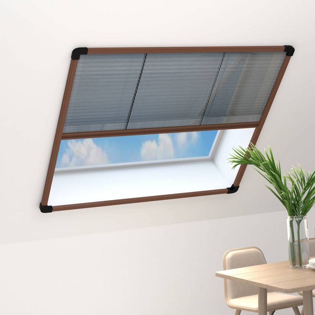 vidaXL Insektenschutz-Plissee für Fenster Aluminium Braun 120x120 cm