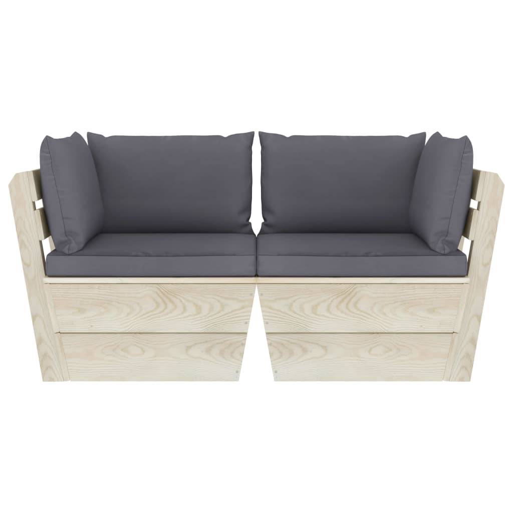 vidaXL Garten-Palettensofa 2-Sitzer mit Kissen Fichtenholz