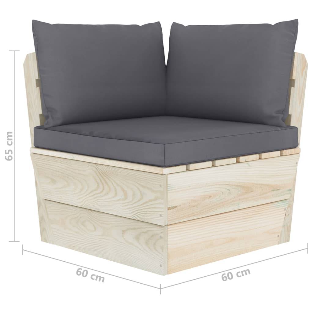 vidaXL Garten-Paletten-Ecksofa mit Kissen Imprägniertes Fichtenholz