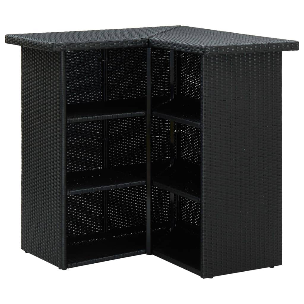 vidaXL 16-tlg. Gartenbar-Set mit Kissen Poly Rattan Schwarz