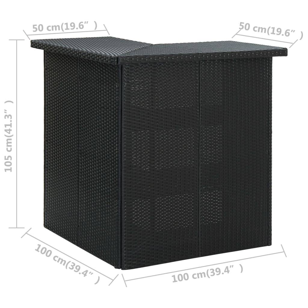 vidaXL 16-tlg. Gartenbar-Set mit Kissen Poly Rattan Schwarz
