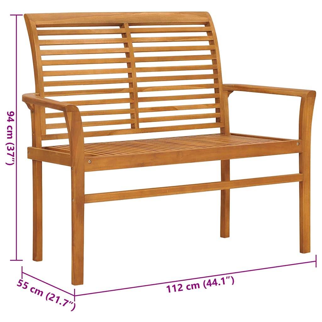 vidaXL Gartenbank mit Anthrazit Auflage 112 cm Massivholz Teak