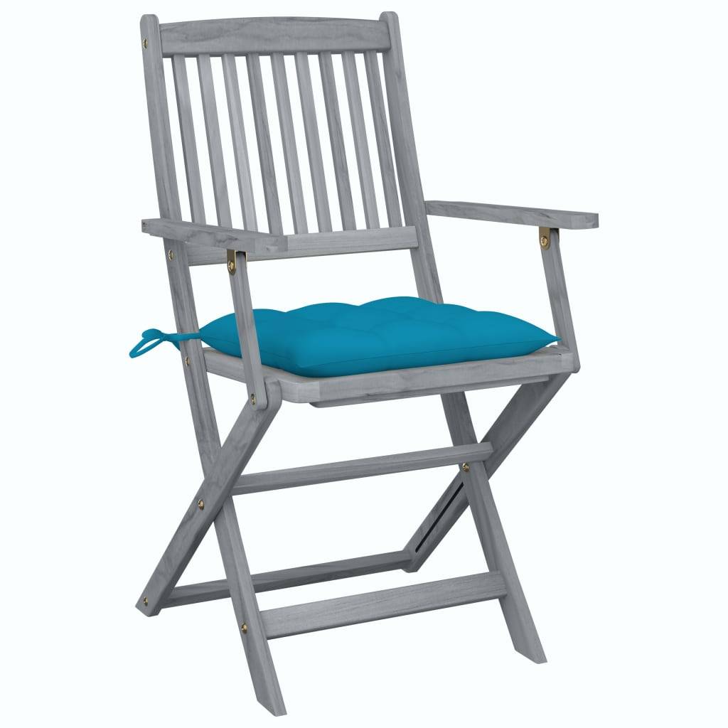 vidaXL Klappbare Gartenstühle 6 Stk. mit Kissen Massivholz Akazie