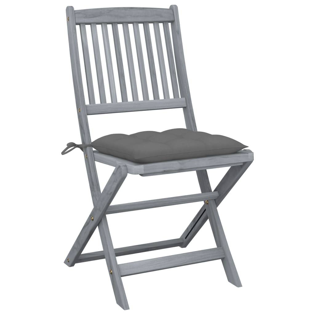 vidaXL Klappbare Gartenstühle 4 Stk. mit Kissen Massivholz Akazie