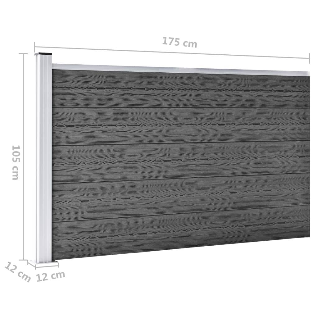 vidaXL Zaunelement Set WPC 699x105 cm Schwarz