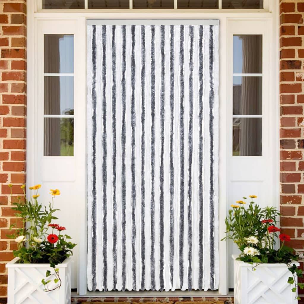 vidaXL Insektenschutz-Vorhang Grau und Weiß 118x220 cm Chenille