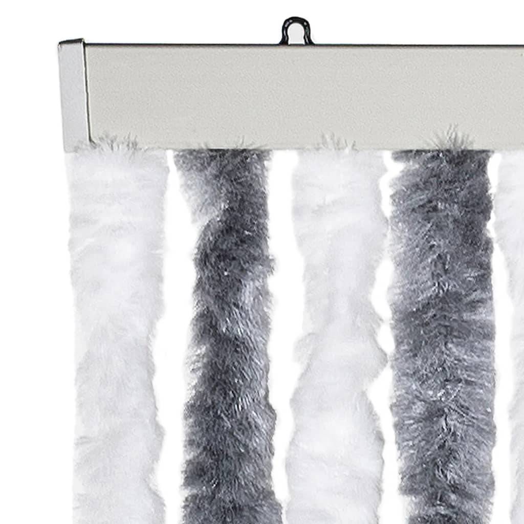 vidaXL Insektenschutz-Vorhang Grau und Weiß 118x220 cm Chenille