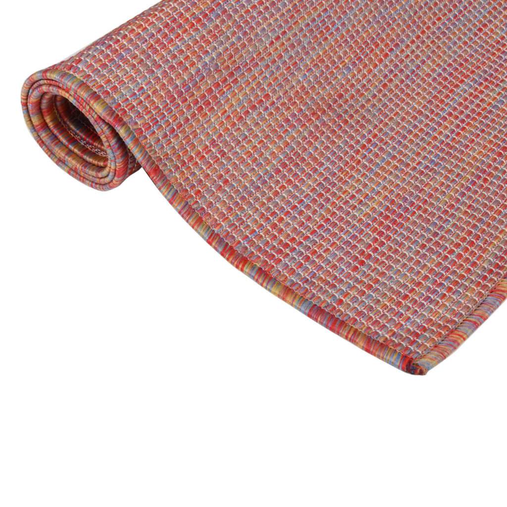 vidaXL Outdoor-Teppich Flachgewebe 140x200 cm Rot