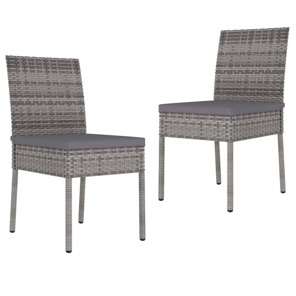 vidaXL Garten-Essstühle 2 Stk. Poly Rattan Grau