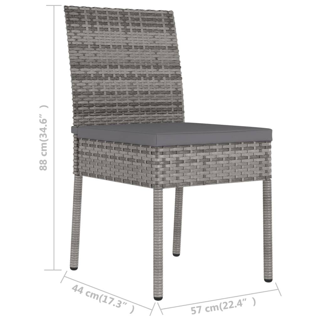 vidaXL Garten-Essstühle 2 Stk. Poly Rattan Grau