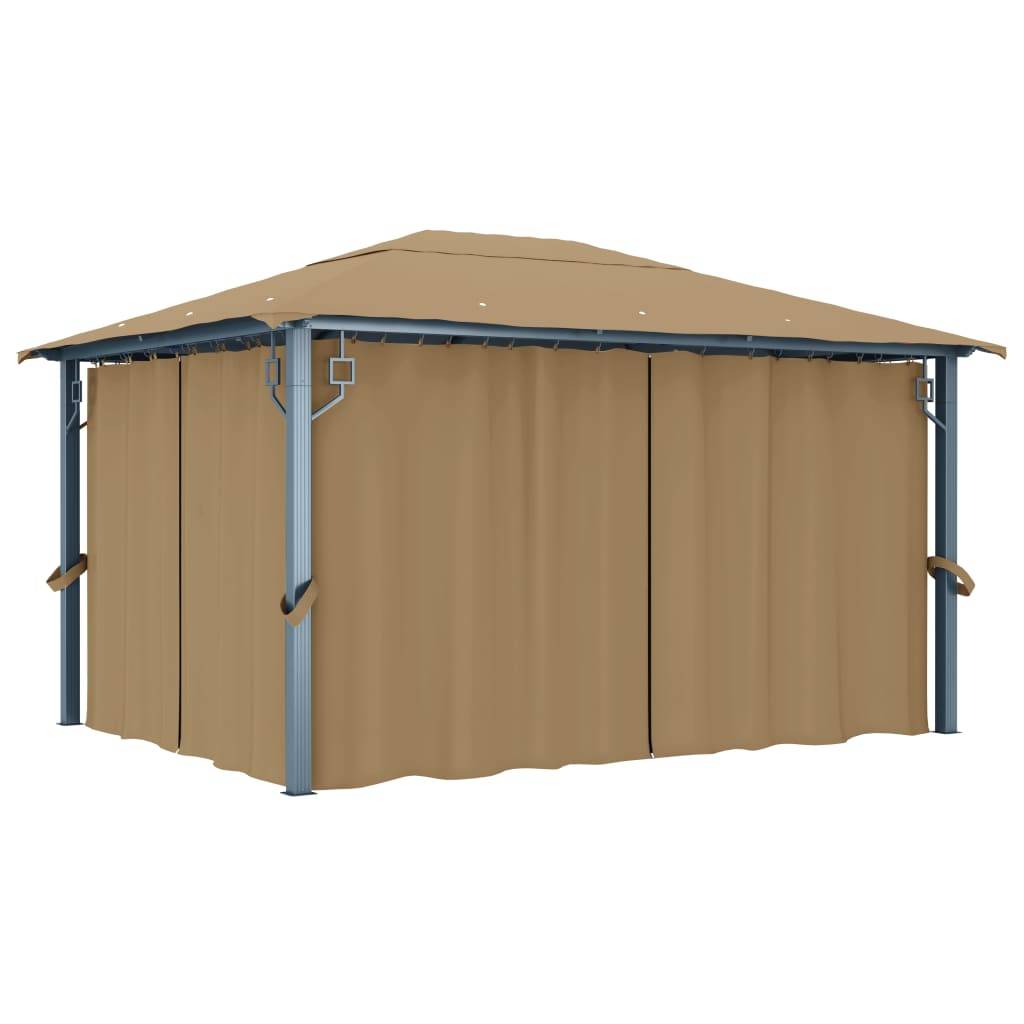 vidaXL Pavillon mit Vorhang 400x300 cm Taupe Aluminium