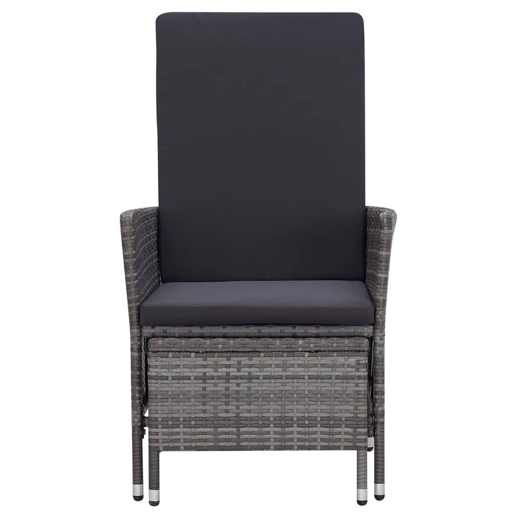 vidaXL 2-tlg. Garten-Lounge-Set mit Kissen Poly Rattan Grau