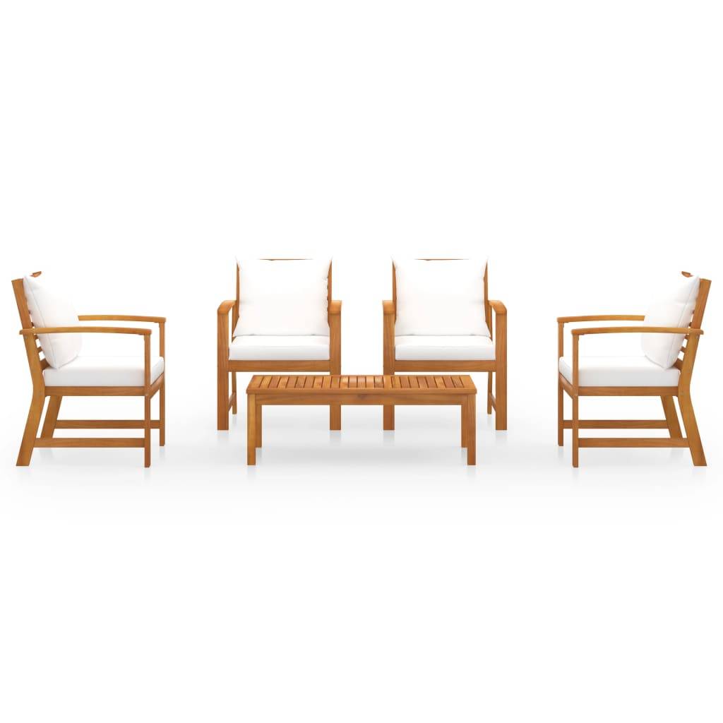 vidaXL 5-tlg. Garten-Lounge-Set mit Auflagen Massivholz Akazie