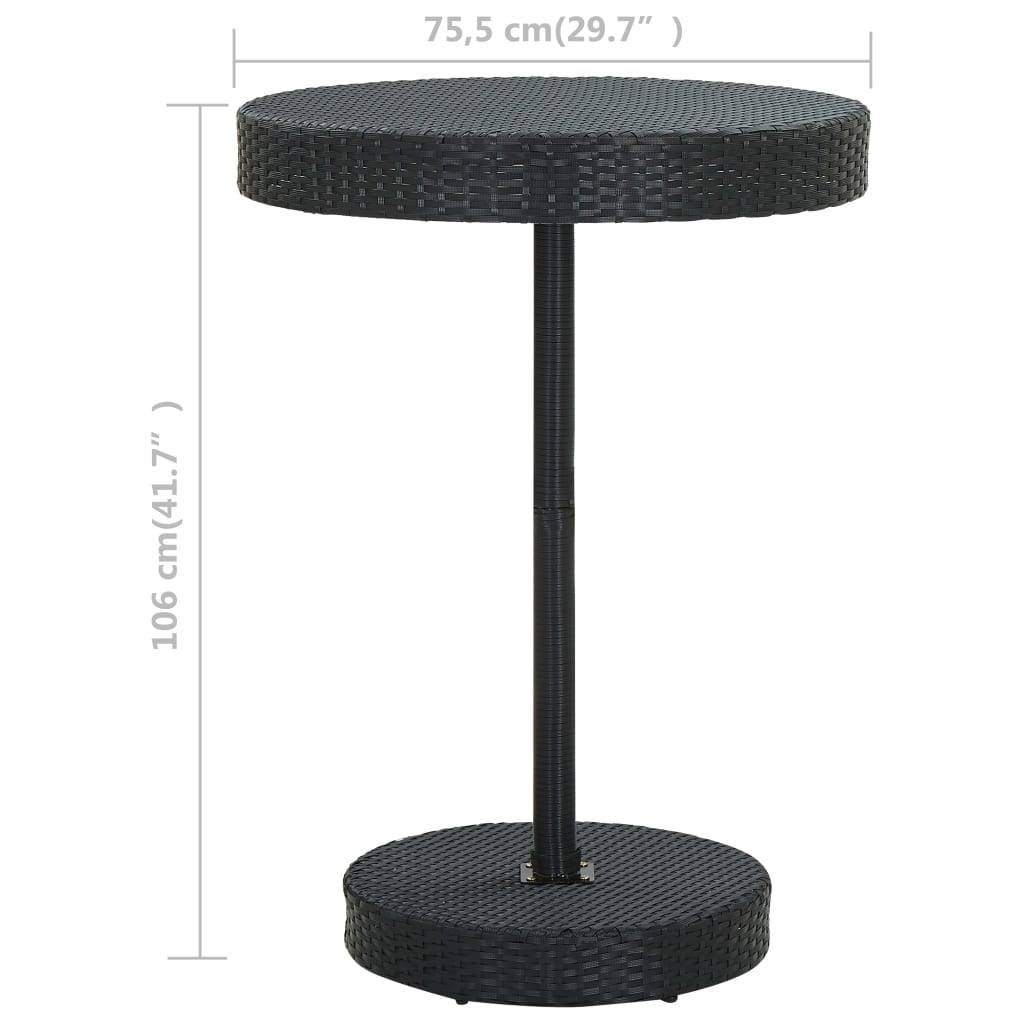 vidaXL Gartentisch Schwarz 75,5x106 cm Poly Rattan