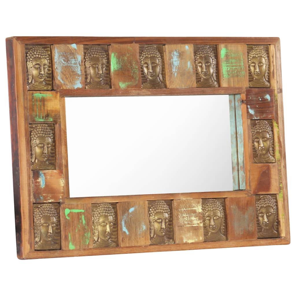 vidaXL Spiegel mit Buddha-Verzierung 80x50 cm Recyceltes Massivholz