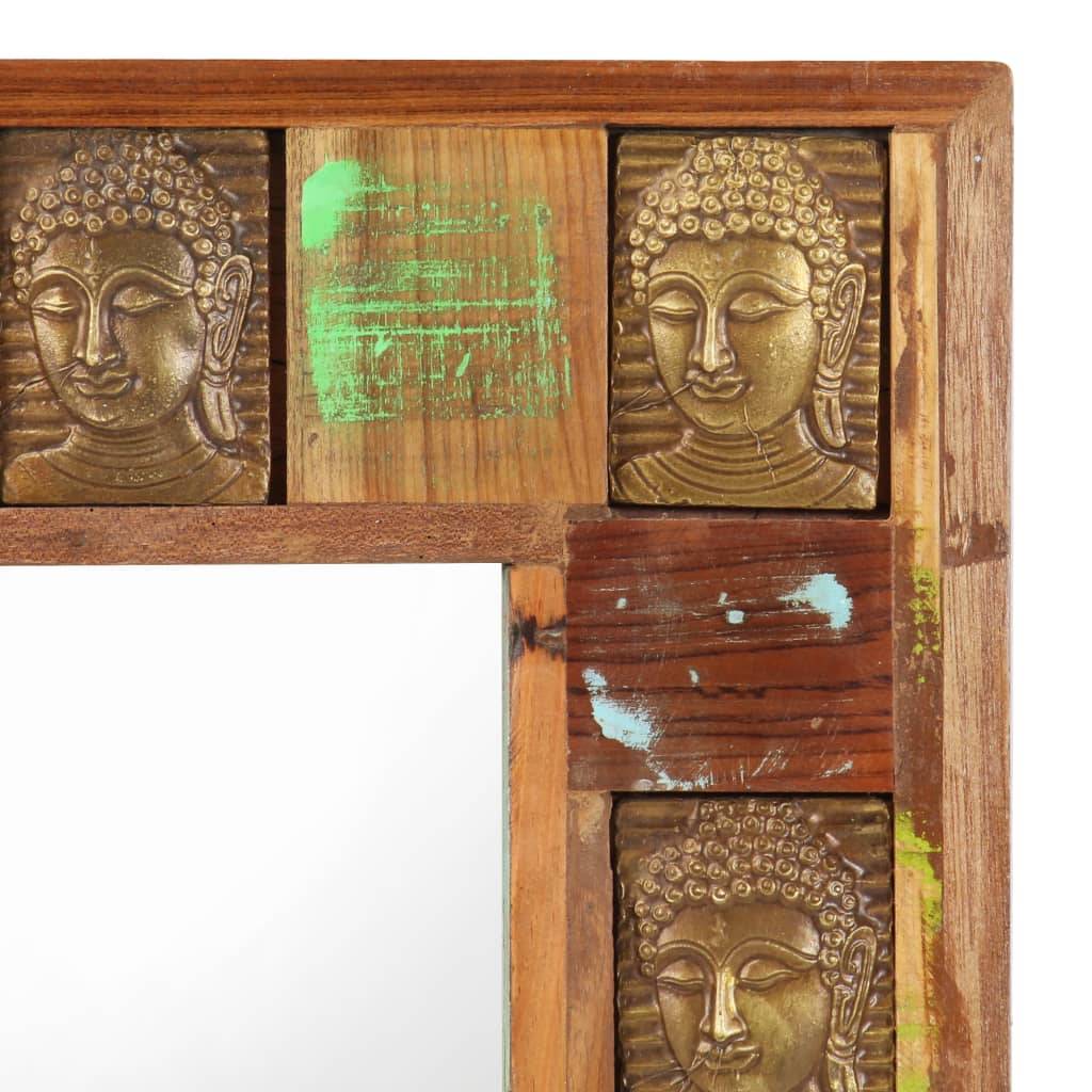 vidaXL Spiegel mit Buddha-Verzierung 80x50 cm Recyceltes Massivholz