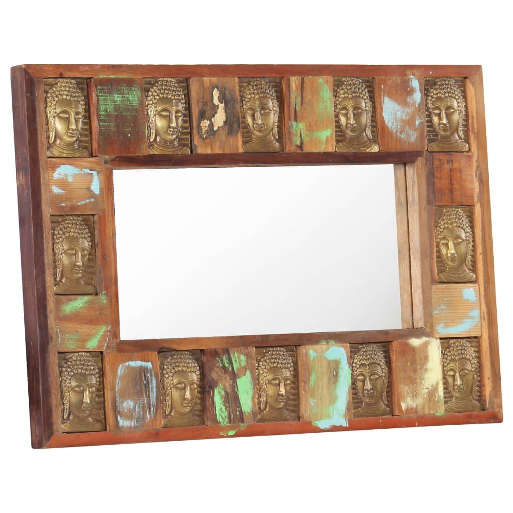 vidaXL Spiegel mit Buddha-Verzierung 80x50 cm Recyceltes Massivholz