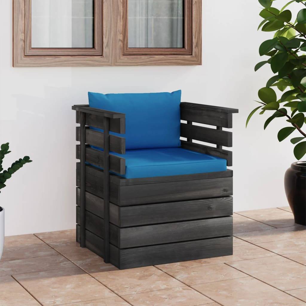 vidaXL Gartensessel mit Kissen Kiefernholz