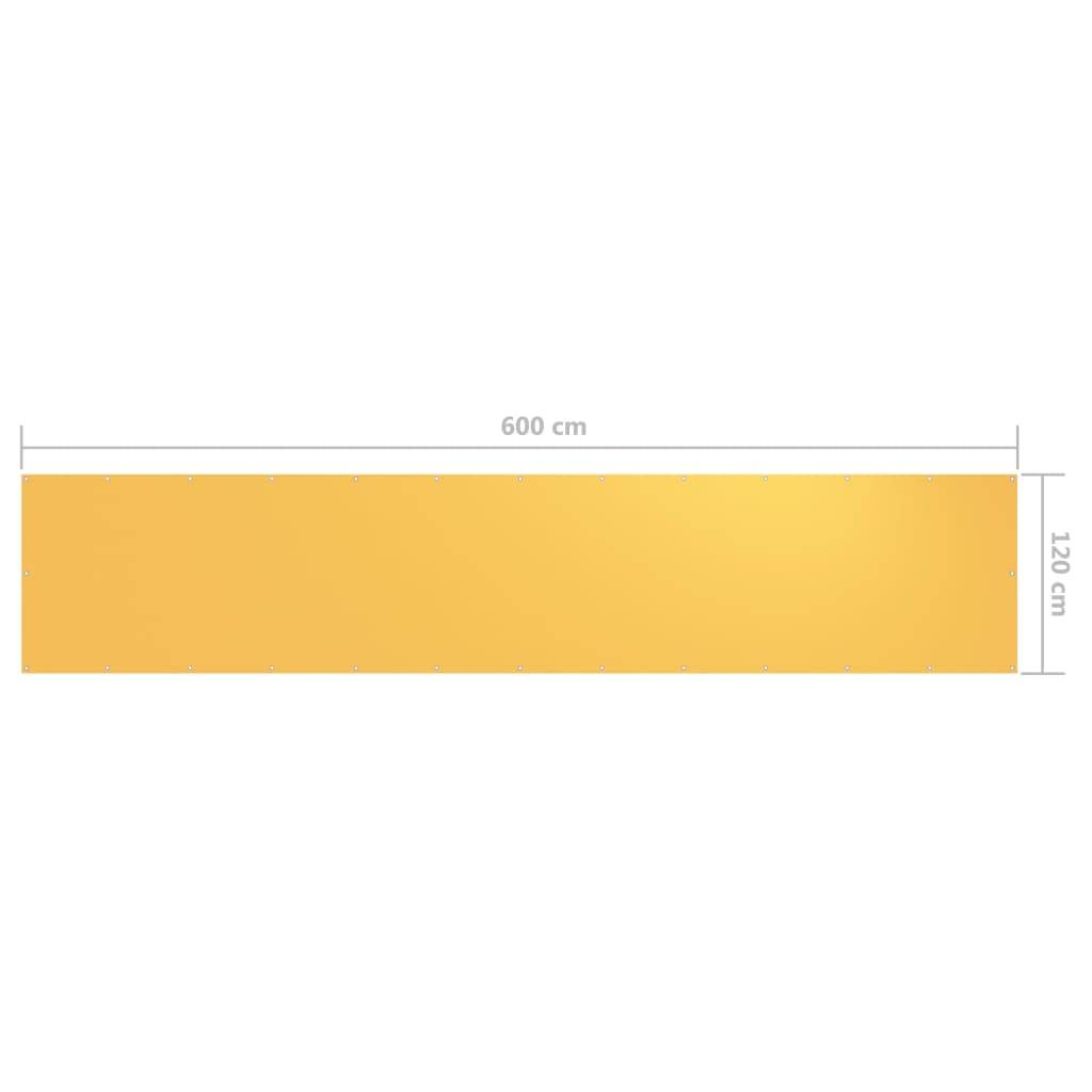 vidaXL Balkon-Sichtschutz Gelb 120x600 cm Oxford-Gewebe