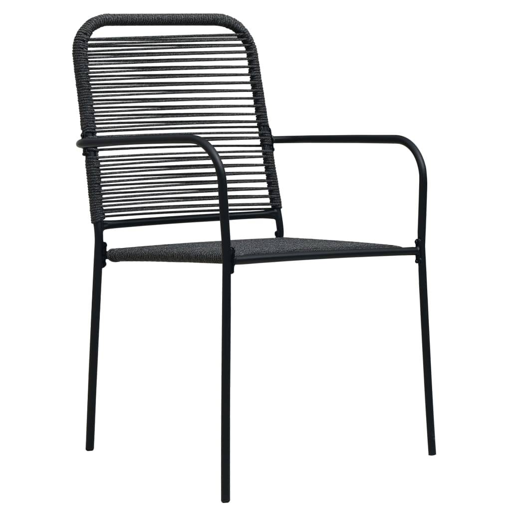 vidaXL Gartenstühle 2 Stk. Baumwollseil und Stahl Schwarz