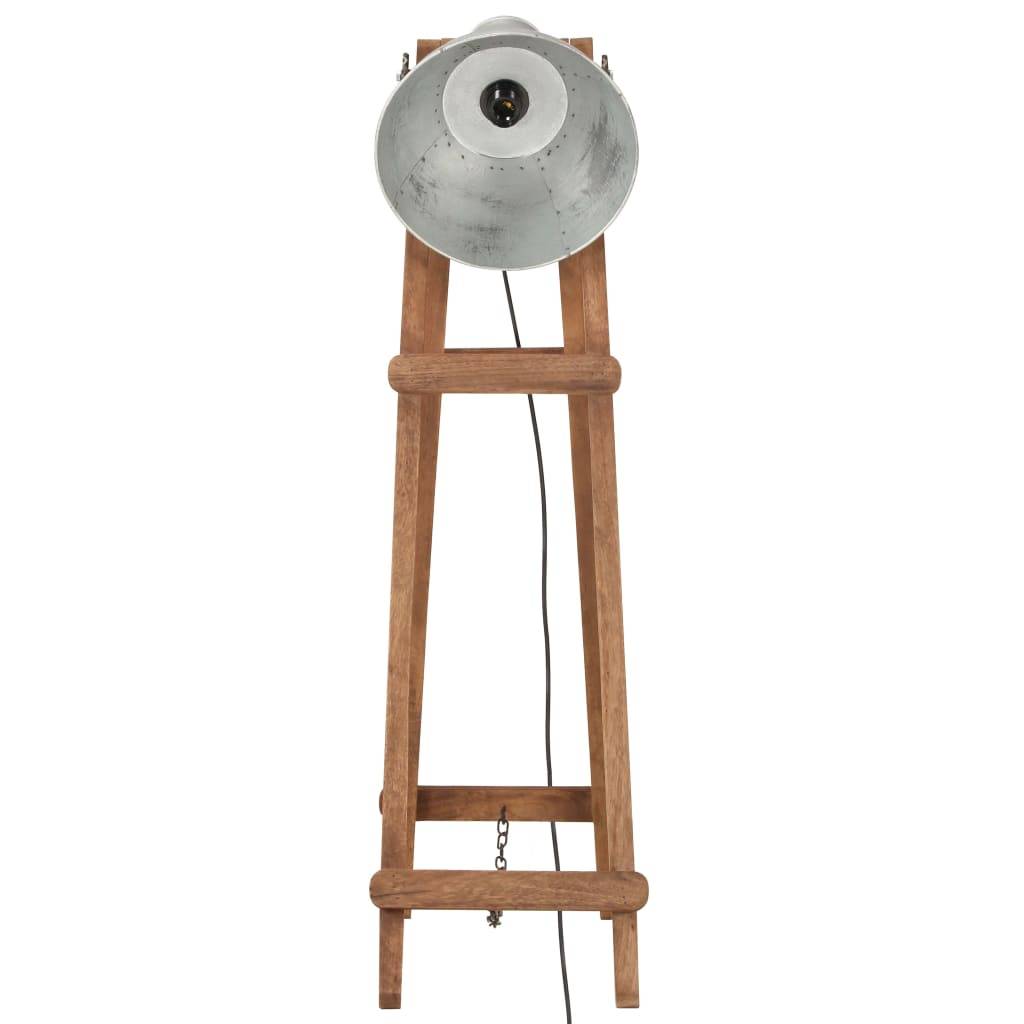 vidaXL Stehlampe Silbern E27 Mango Massivholz