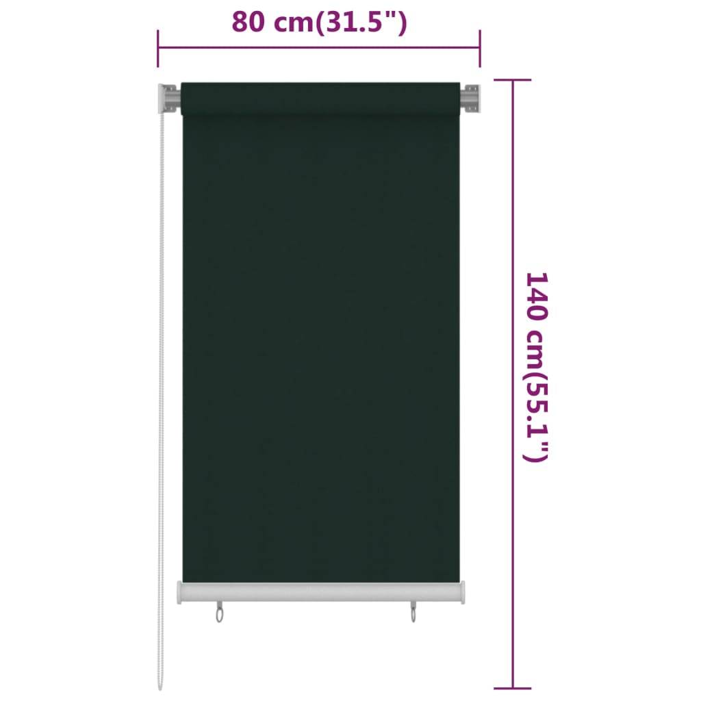 vidaXL Außenrollo 80x140 cm Dunkelgrün HDPE