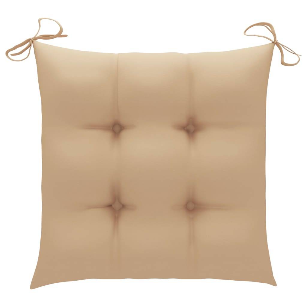 vidaXL Gartenstühle 2 Stk. mit Beige Kissen Massivholz Teak