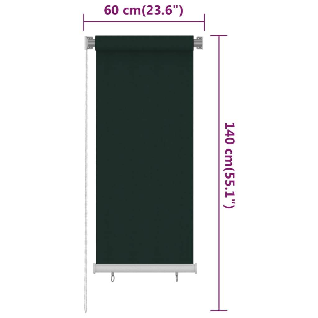 vidaXL Außenrollo 60x140 cm Dunkelgrün HDPE