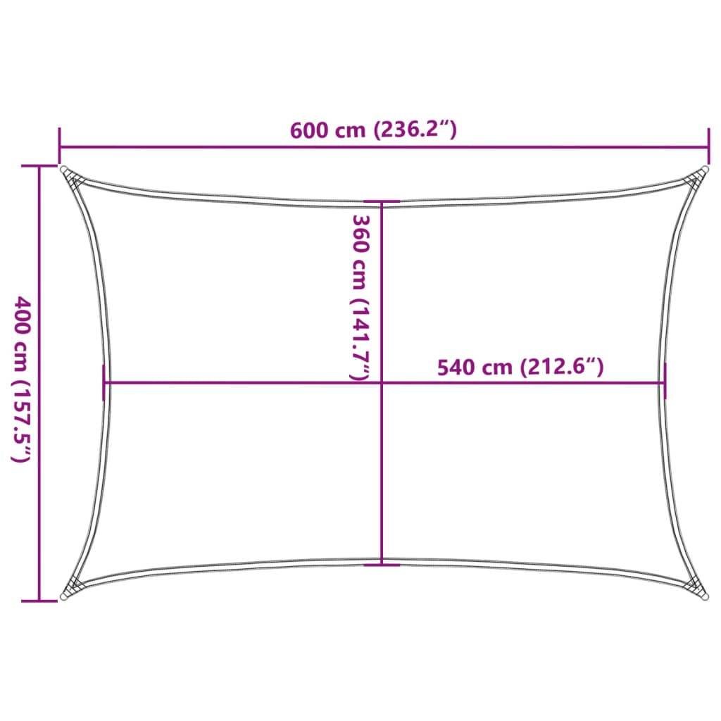 vidaXL Sonnensegel 160 g/m² Schwarz 4x6 m HDPE