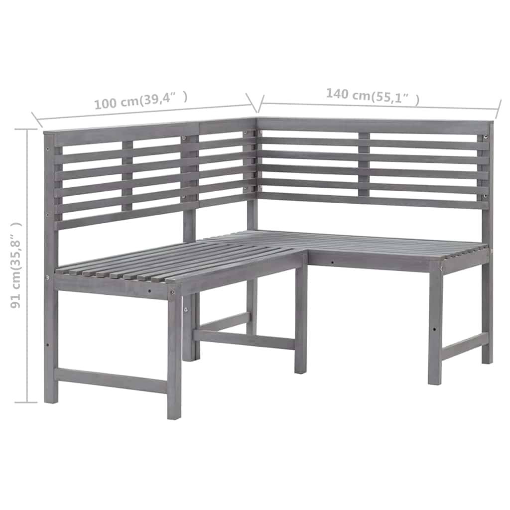 vidaXL Garten-Eckbank Grau 140 cm Massivholz Akazie