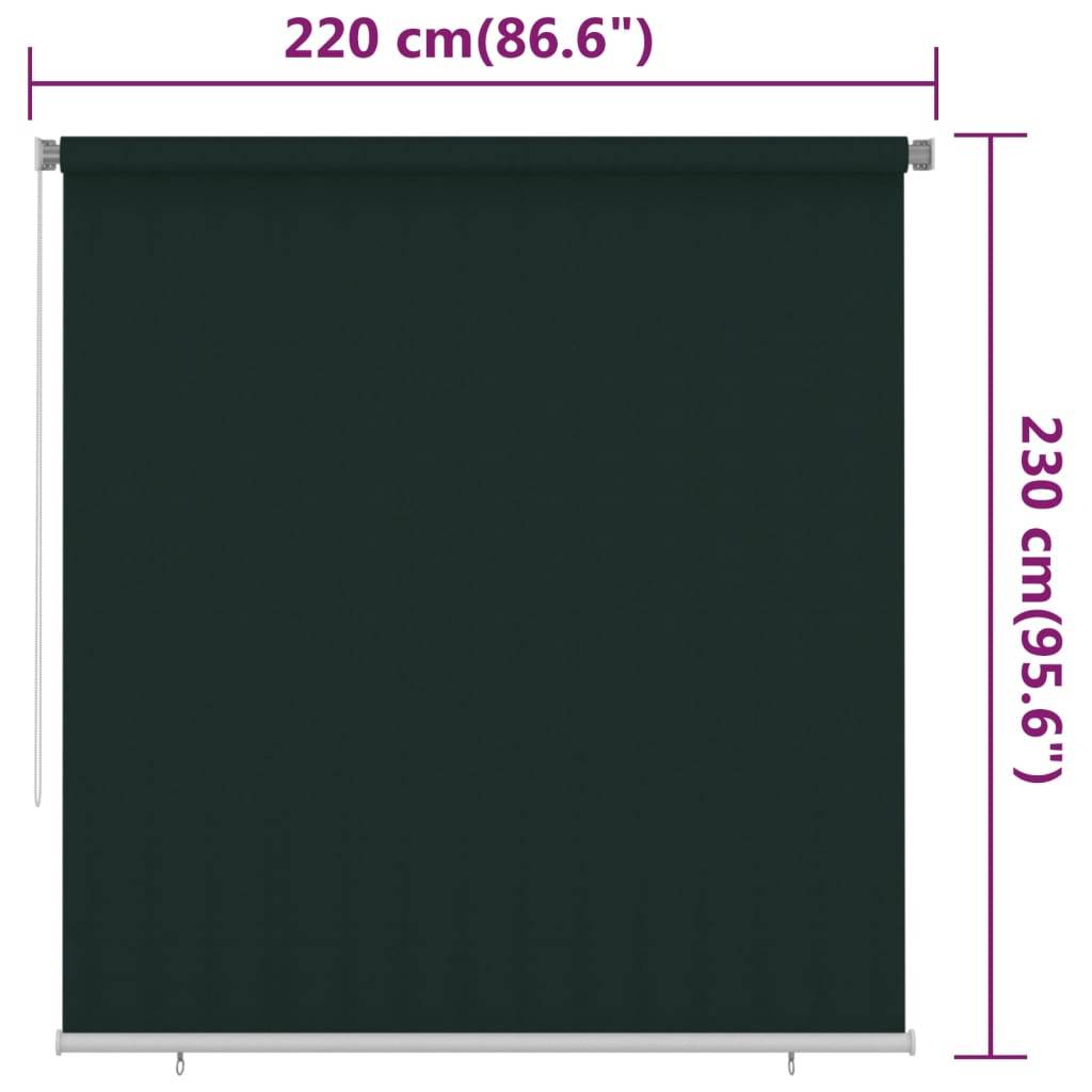 vidaXL Außenrollo 220x230 cm Dunkelgrün HDPE