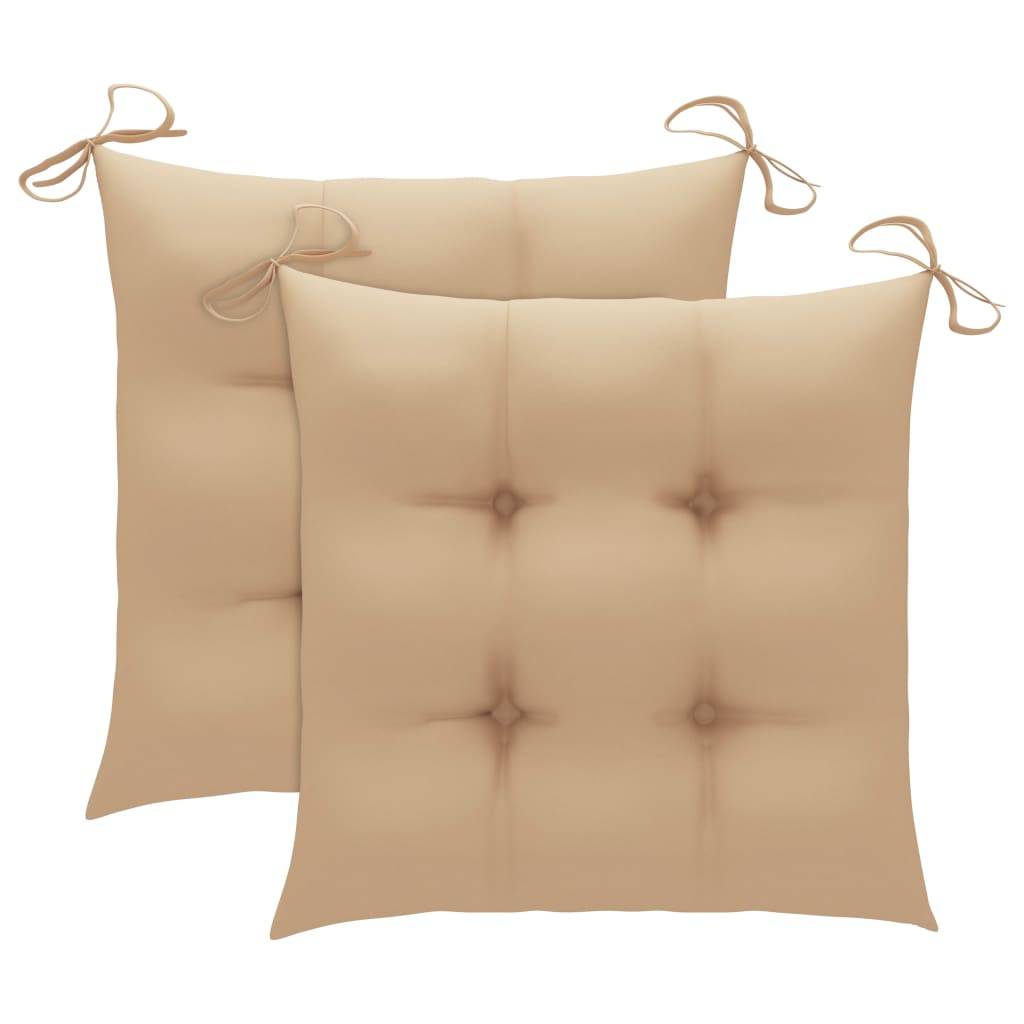 vidaXL Gartenstühle 2 Stk. mit Beige Kissen Massivholz Teak