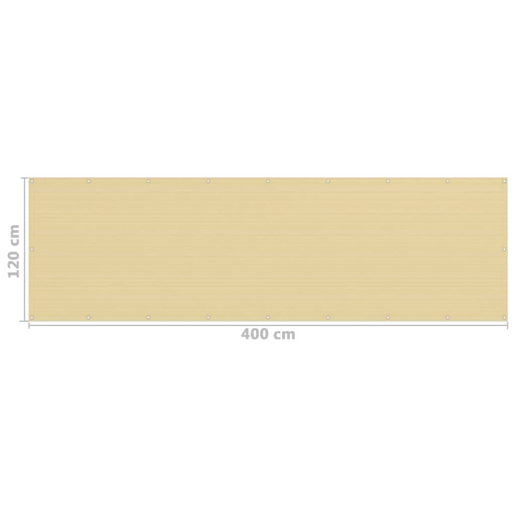 vidaXL Balkon-Sichtschutz Beige 120x400 cm HDPE