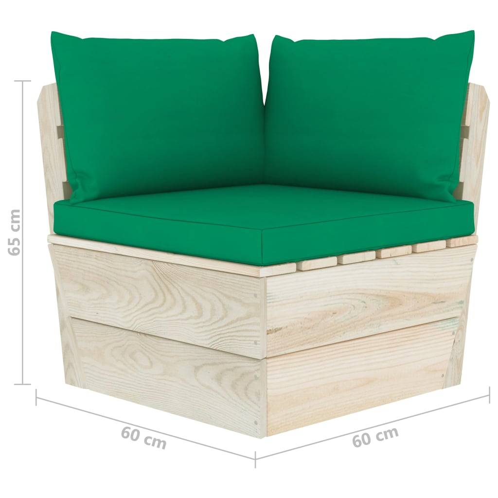 vidaXL Garten-Paletten-Ecksofa mit Kissen Imprägniertes Fichtenholz