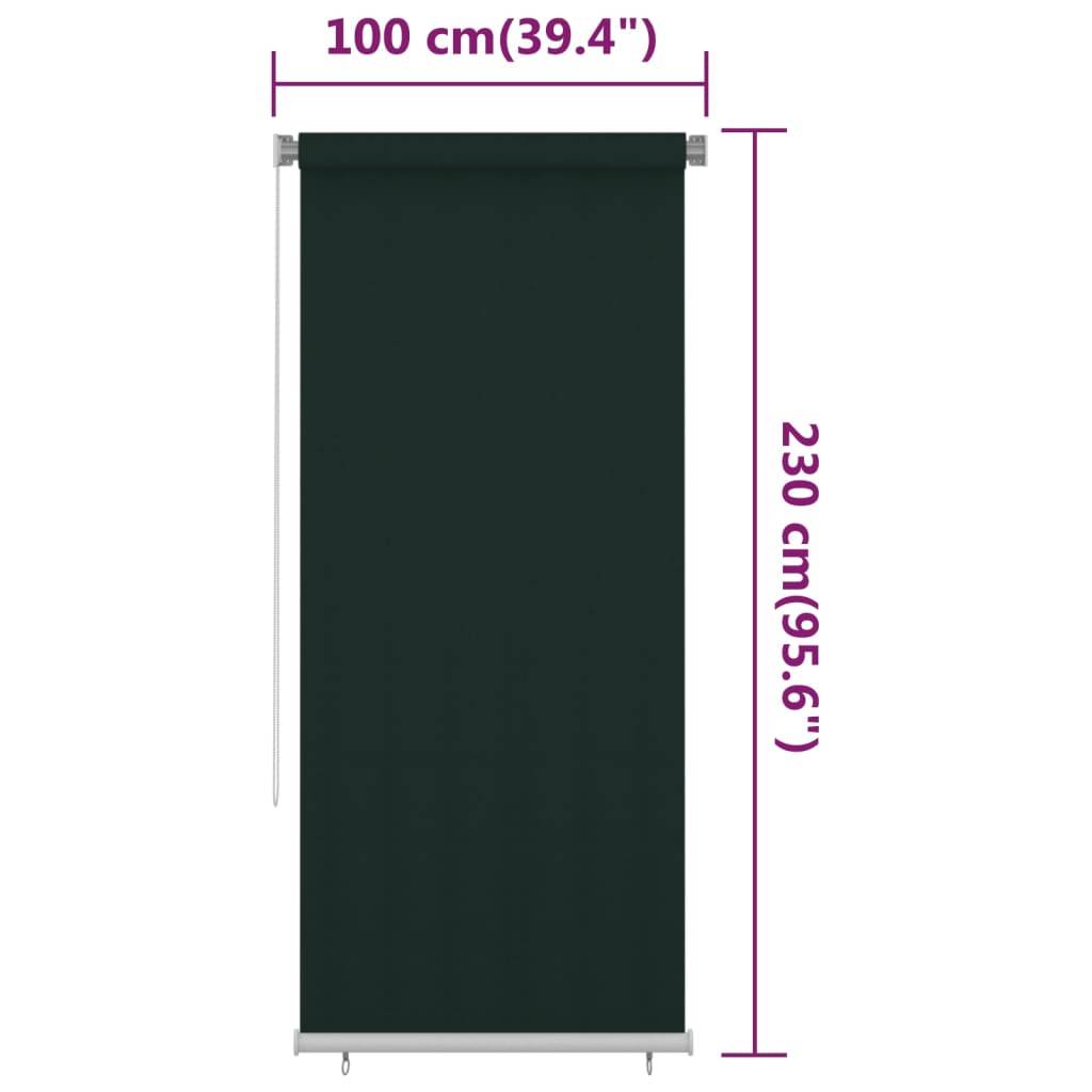 vidaXL Außenrollo 100x230 cm Dunkelgrün HDPE